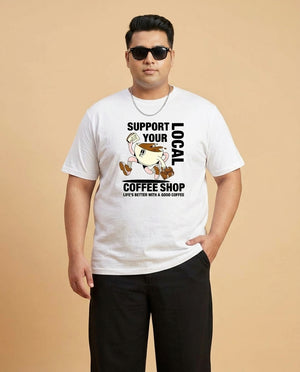 Support Local Coffee Shop Plus Size Men Premium Tee