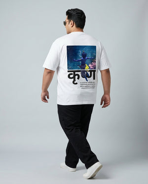 Krishna Back Print Plus Size Men Premium Tee