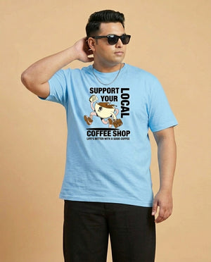 Support Local Coffee Shop Plus Size Men Premium Tee