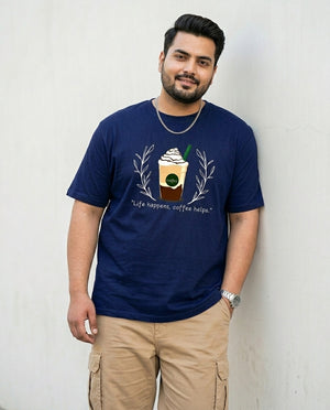 Life Happens, Coffee Helps Plus Size Men Premium Tee