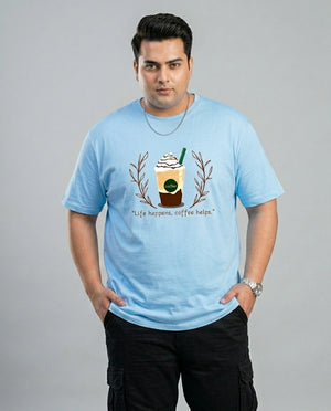 Life Happens, Coffee Helps Plus Size Men Premium Tee