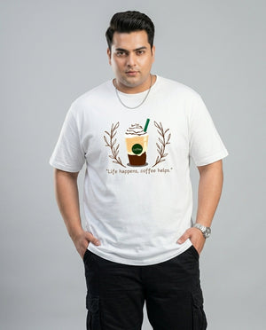 Life Happens, Coffee Helps Plus Size Men Premium Tee