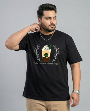Life Happens, Coffee Helps Plus Size Men Premium Tee