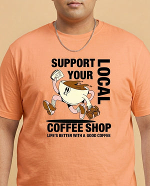 Support Local Coffee Shop Plus Size Men Premium Tee