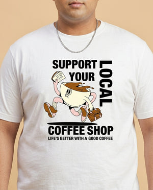 Support Local Coffee Shop Plus Size Men Premium Tee