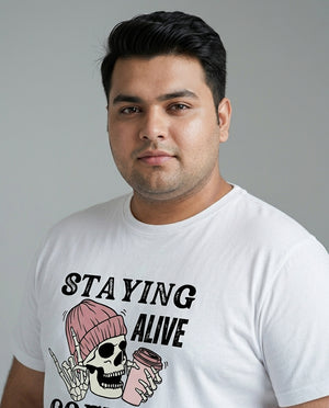 Staying Alive Coffee Plus Size Men Premium Tee