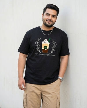 Life Happens, Coffee Helps Plus Size Men Premium Tee