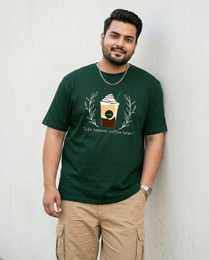 Life Happens, Coffee Helps Plus Size Men Premium Tee