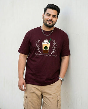 Life Happens, Coffee Helps Plus Size Men Premium Tee