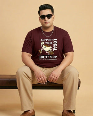 Support Local Coffee Shop Plus Size Men Premium Tee