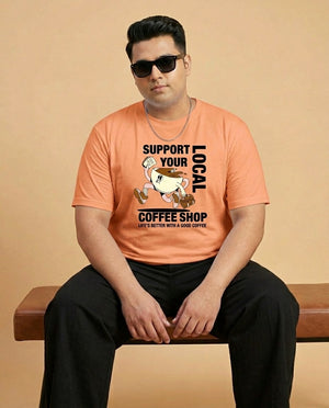 Support Local Coffee Shop Plus Size Men Premium Tee