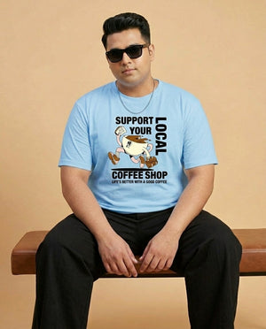 Support Local Coffee Shop Plus Size Men Premium Tee