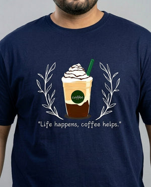 Life Happens, Coffee Helps Plus Size Men Premium Tee