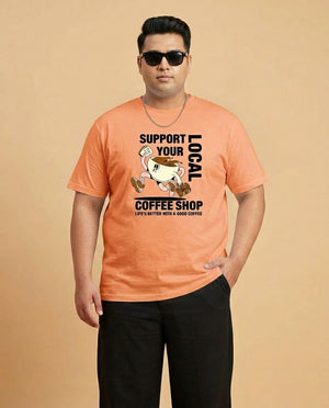 Support Local Coffee Shop Plus Size Men Premium Tee