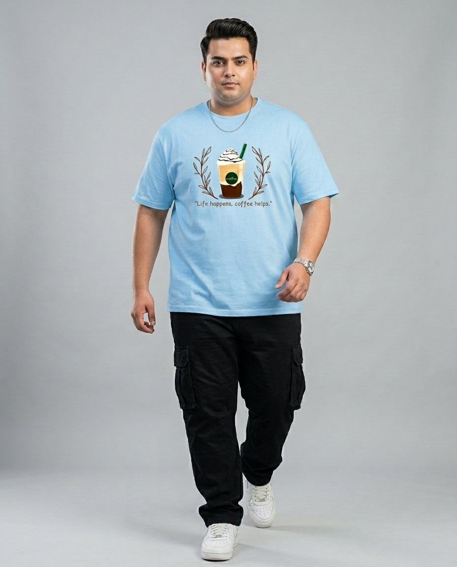 Life Happens, Coffee Helps Plus Size Men Premium Tee