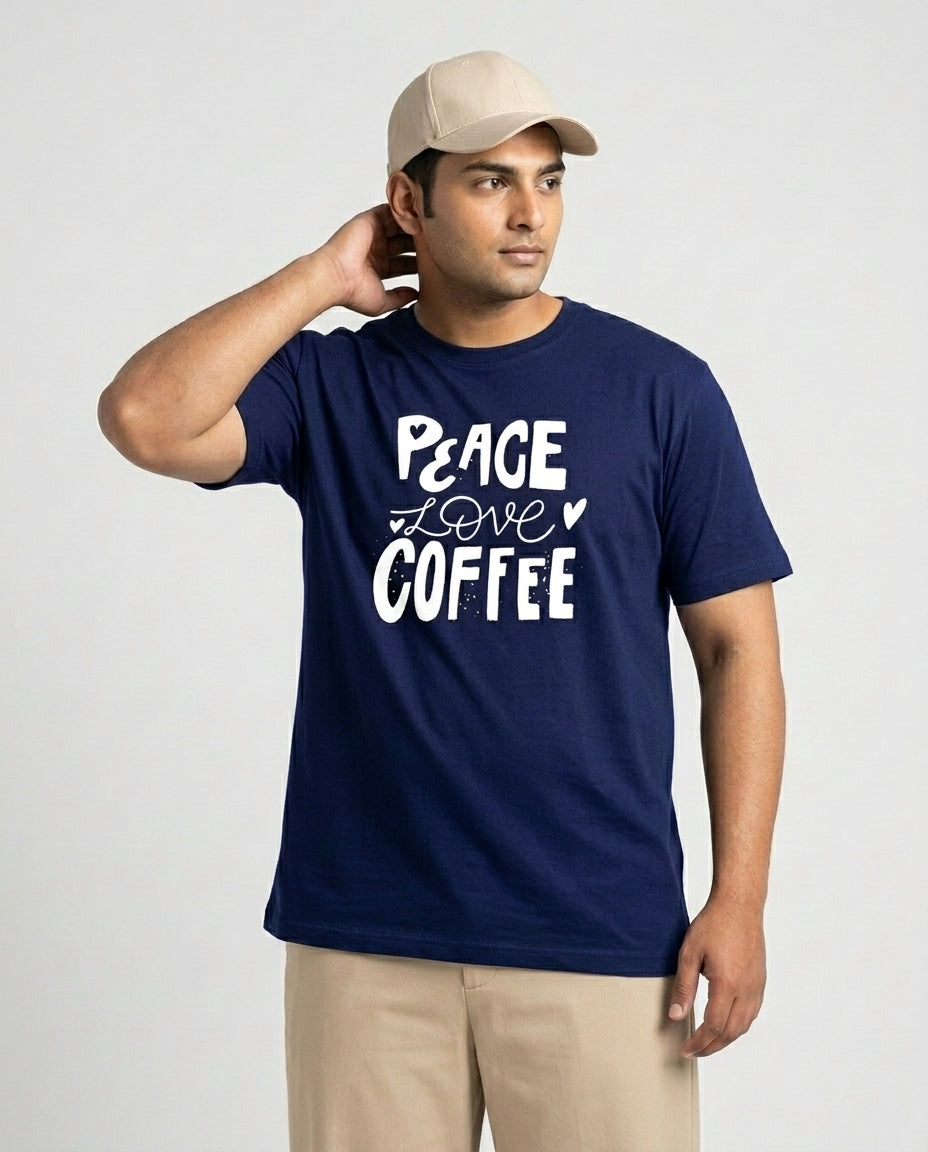 Peace Love Coffee Plus Size Men Premium Tee
