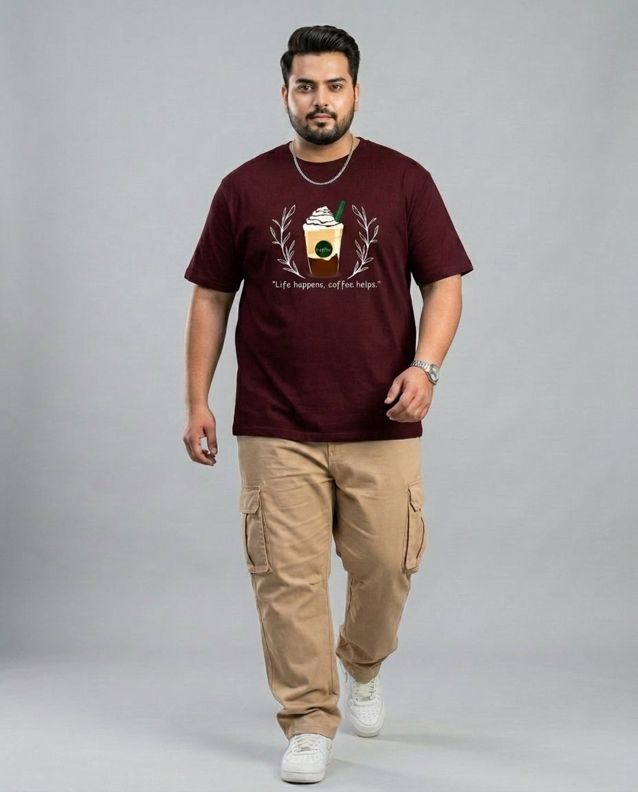 Life Happens, Coffee Helps Plus Size Men Premium Tee