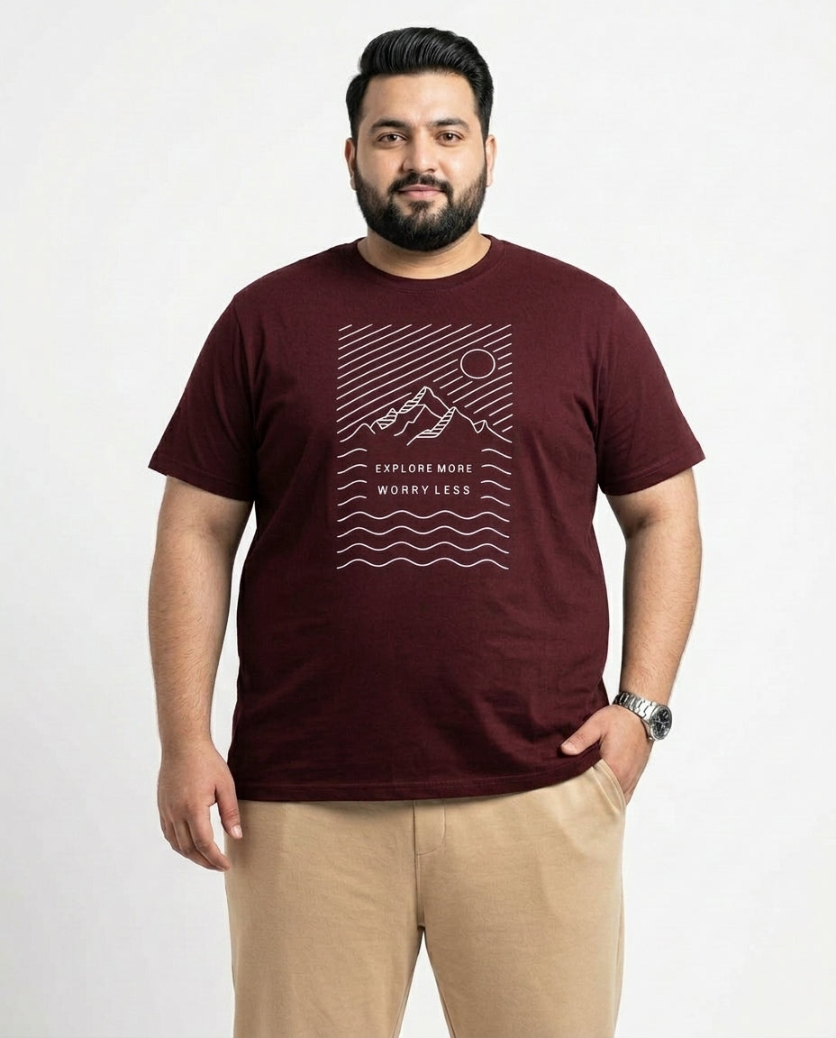 Explore More Worry Less Plus Size Men Premium Tee