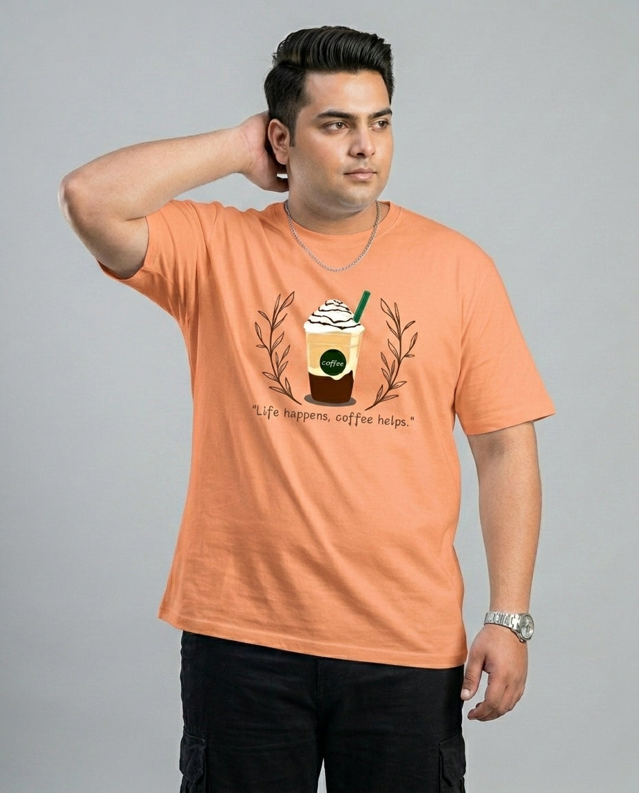 Life Happens, Coffee Helps Plus Size Men Premium Tee