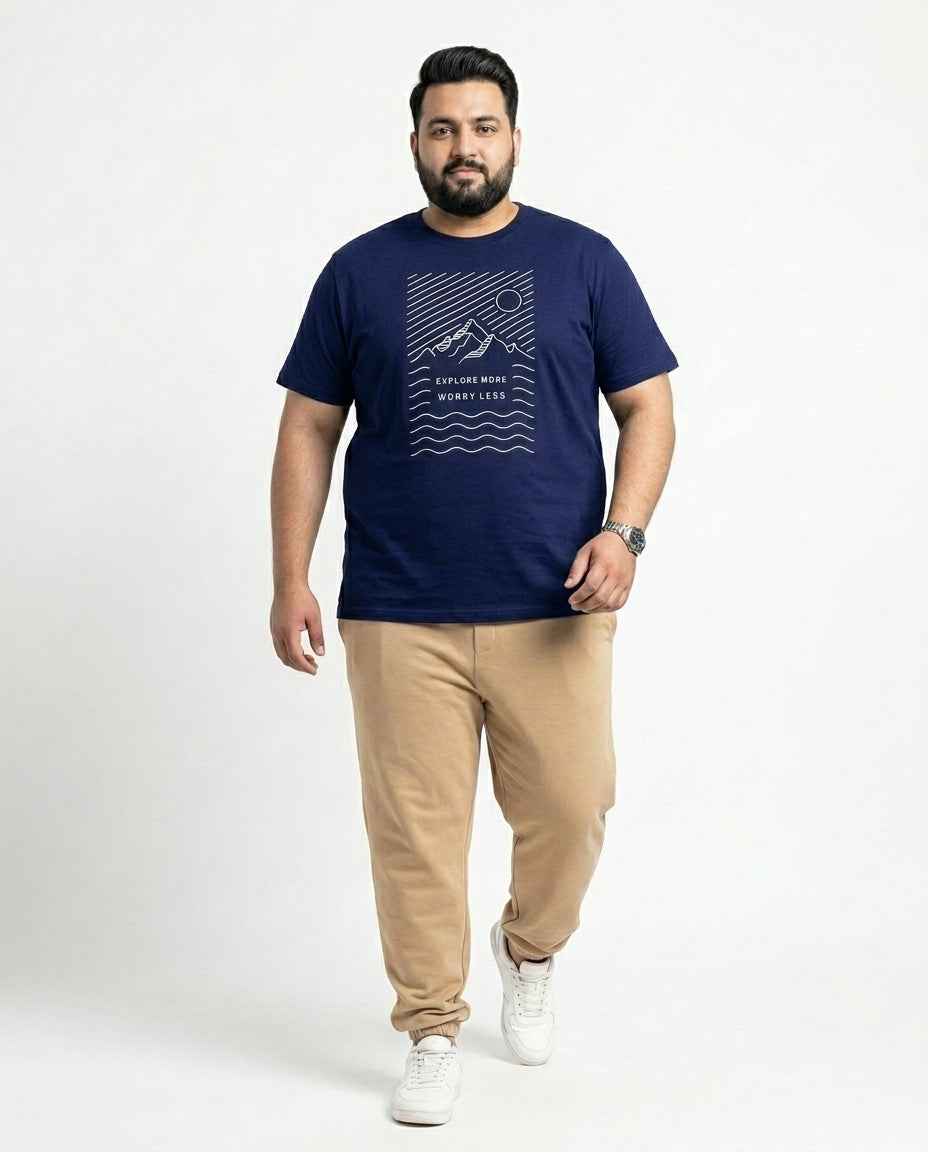 Explore More Worry Less Plus Size Men Premium Tee