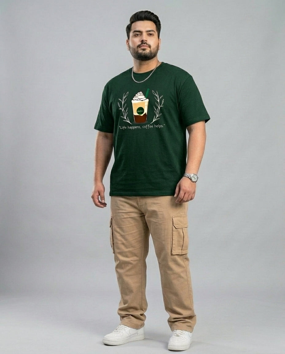 Life Happens, Coffee Helps Plus Size Men Premium Tee