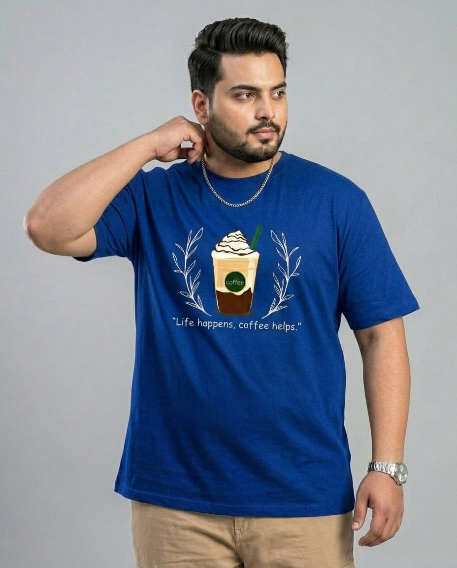 Life Happens, Coffee Helps Plus Size Men Premium Tee