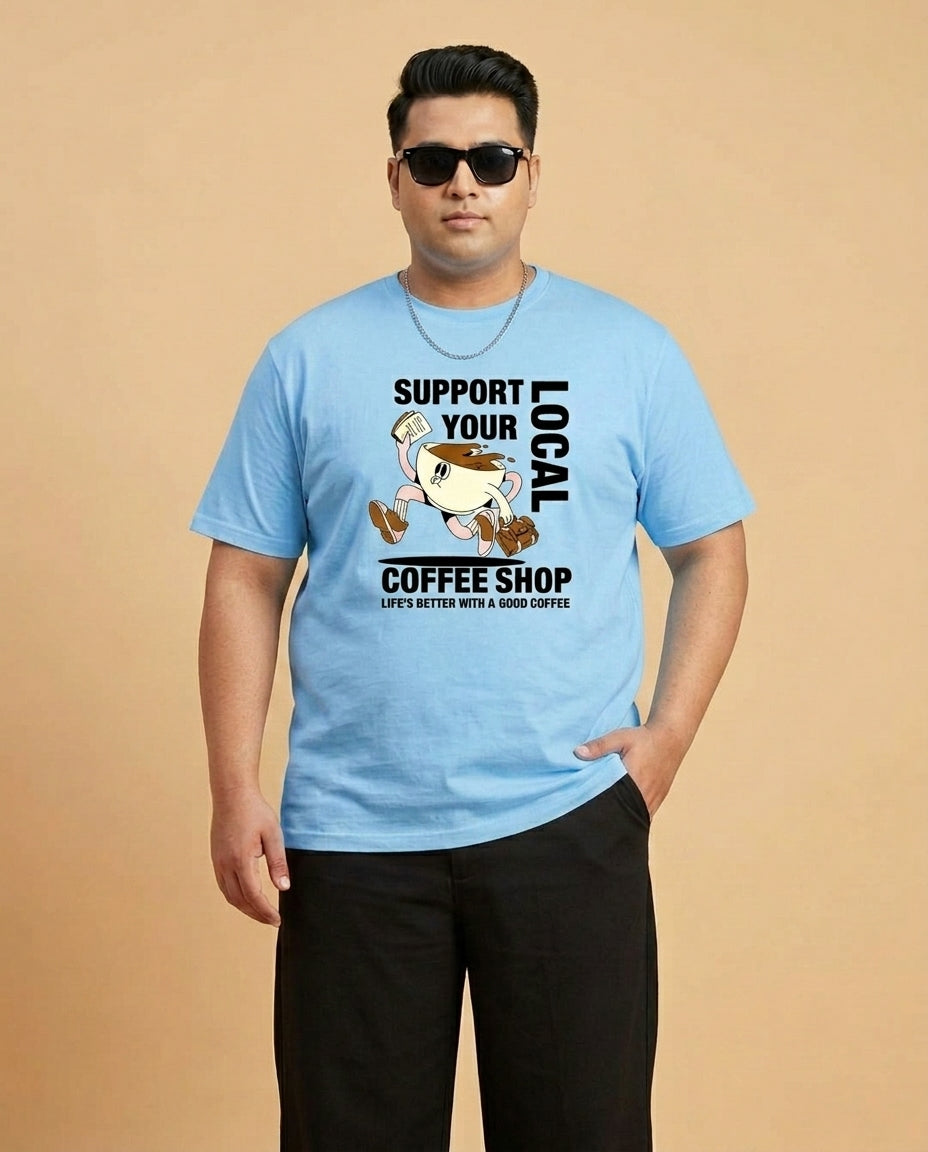 Support Local Coffee Shop Plus Size Men Premium Tee