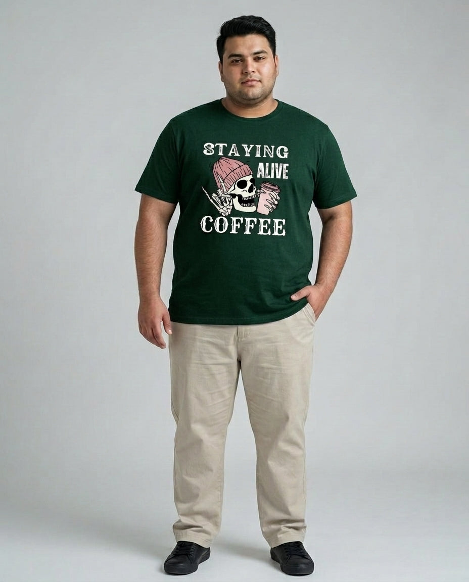 Staying Alive Coffee Plus Size Men Premium Tee