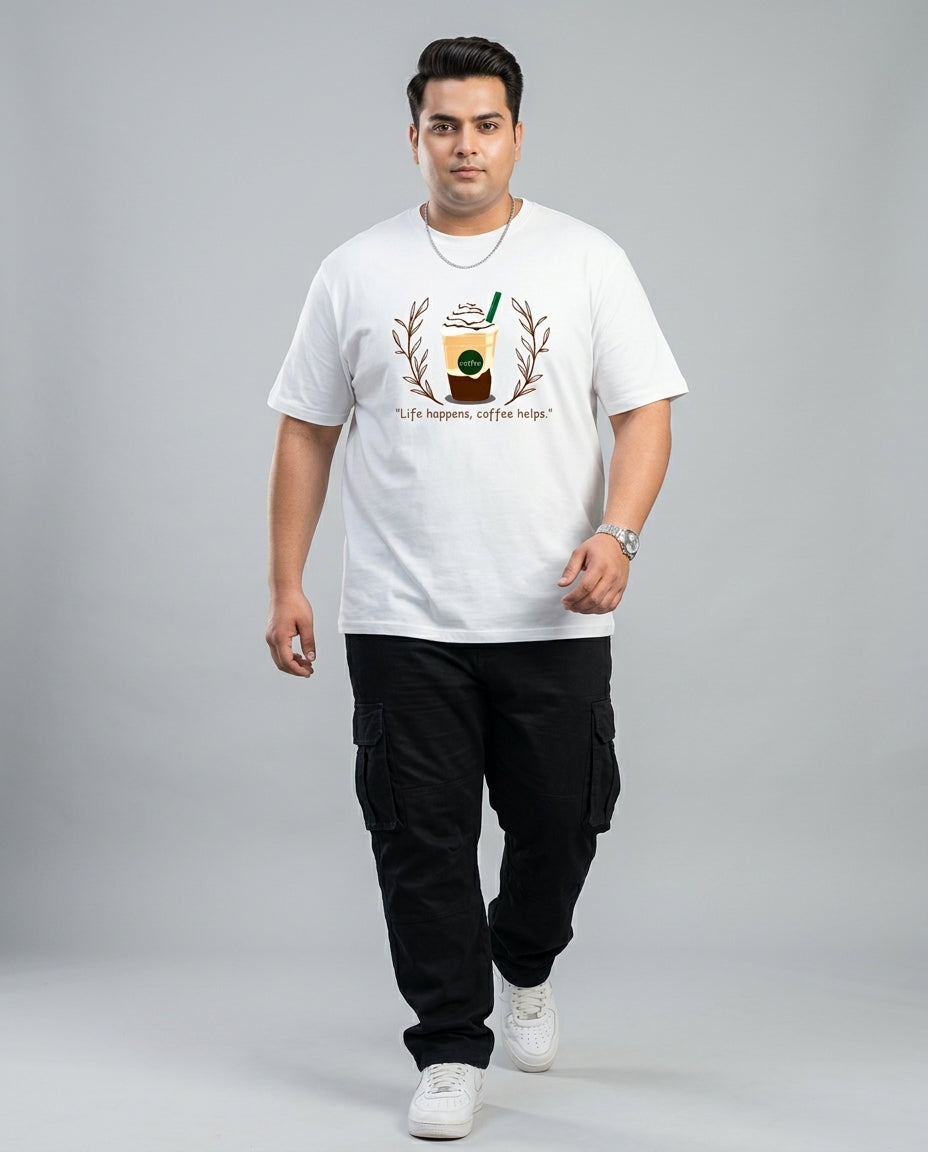 Life Happens, Coffee Helps Plus Size Men Premium Tee