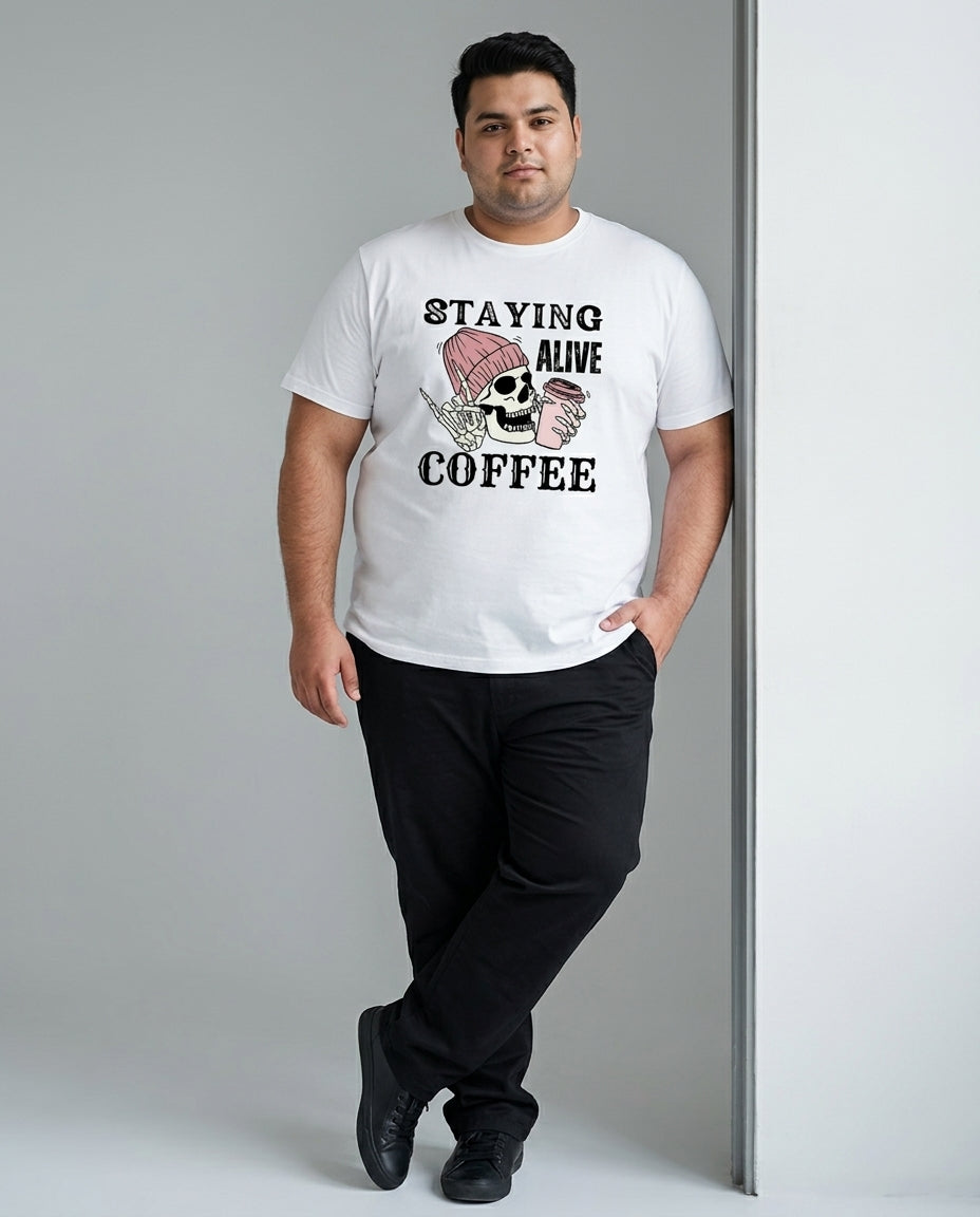 Staying Alive Coffee Plus Size Men Premium Tee