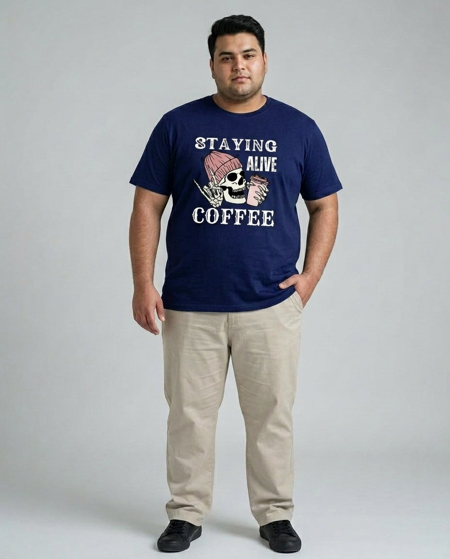 Staying Alive Coffee Plus Size Men Premium Tee
