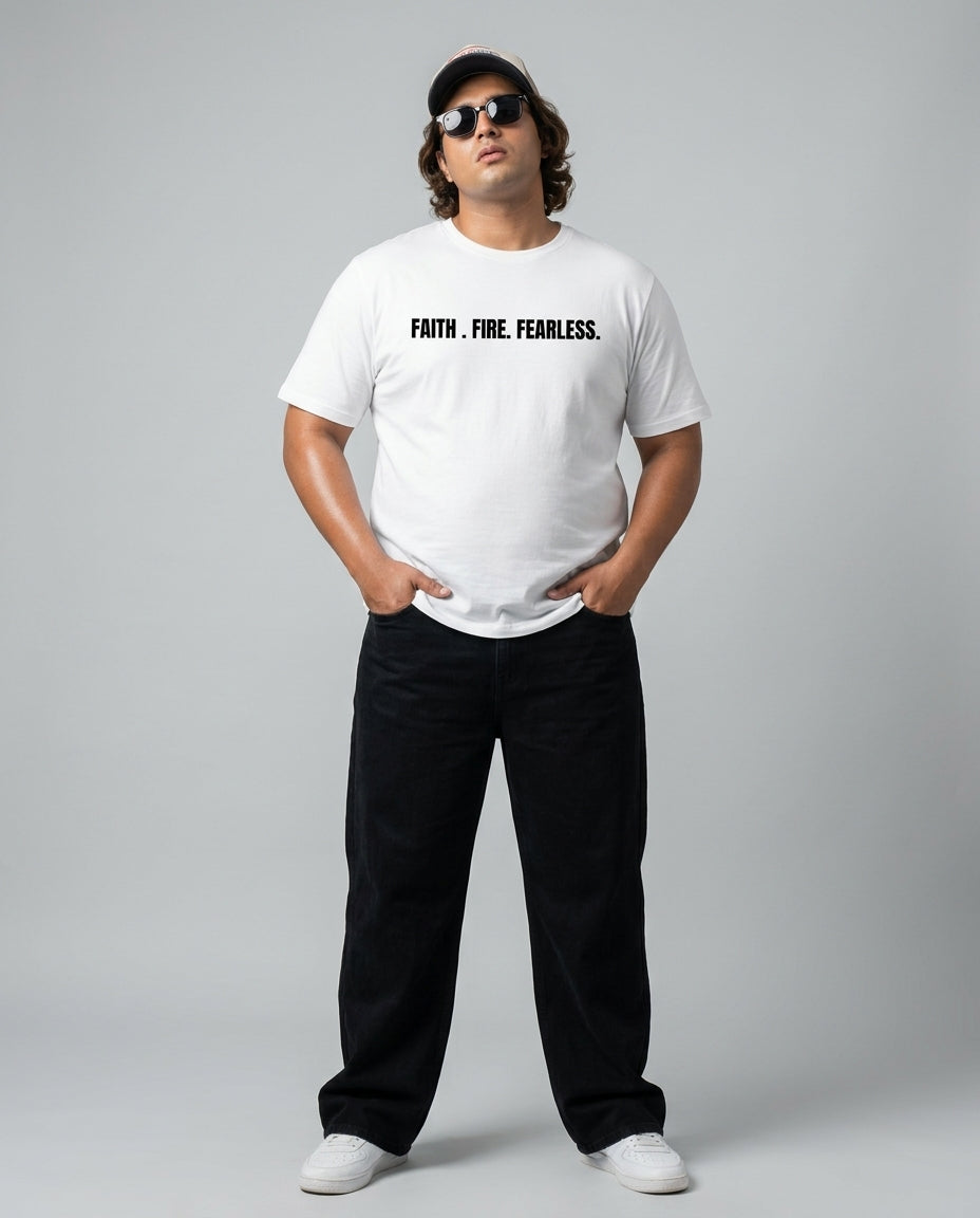 Faith Fire Fearless Plus Size Men Premium Tee