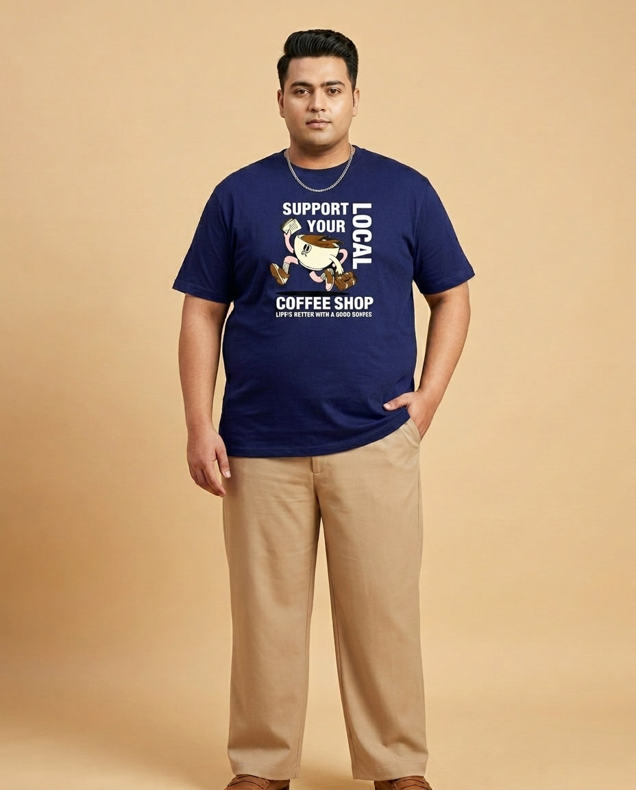 Support Local Coffee Shop Plus Size Men Premium Tee