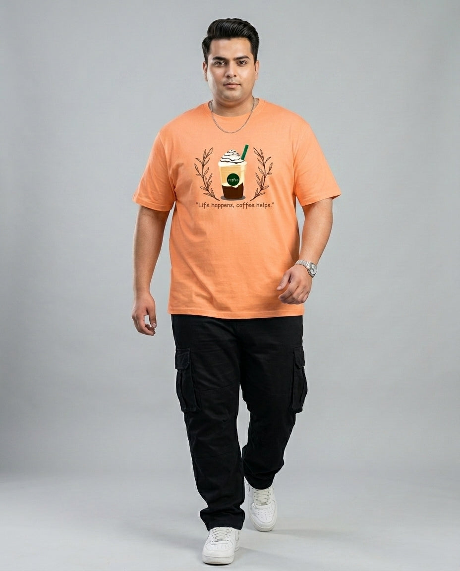 Life Happens, Coffee Helps Plus Size Men Premium Tee