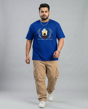 Life Happens, Coffee Helps Plus Size Men Premium Tee