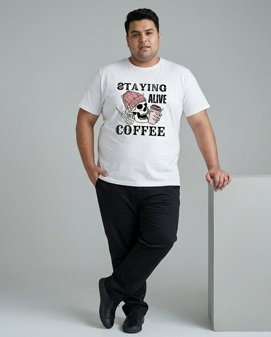 Staying Alive Coffee Plus Size Men Premium Tee