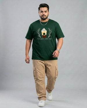 Life Happens, Coffee Helps Plus Size Men Premium Tee