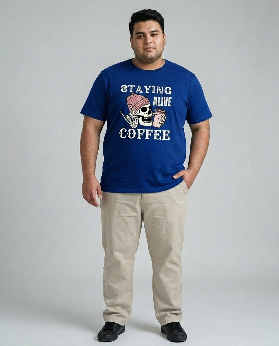 Staying Alive Coffee Plus Size Men Premium Tee