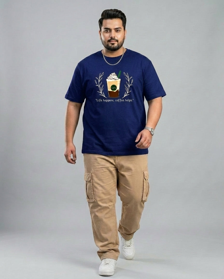 Life Happens, Coffee Helps Plus Size Men Premium Tee