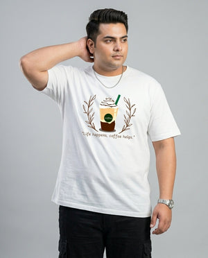 Life Happens, Coffee Helps Plus Size Men Premium Tee