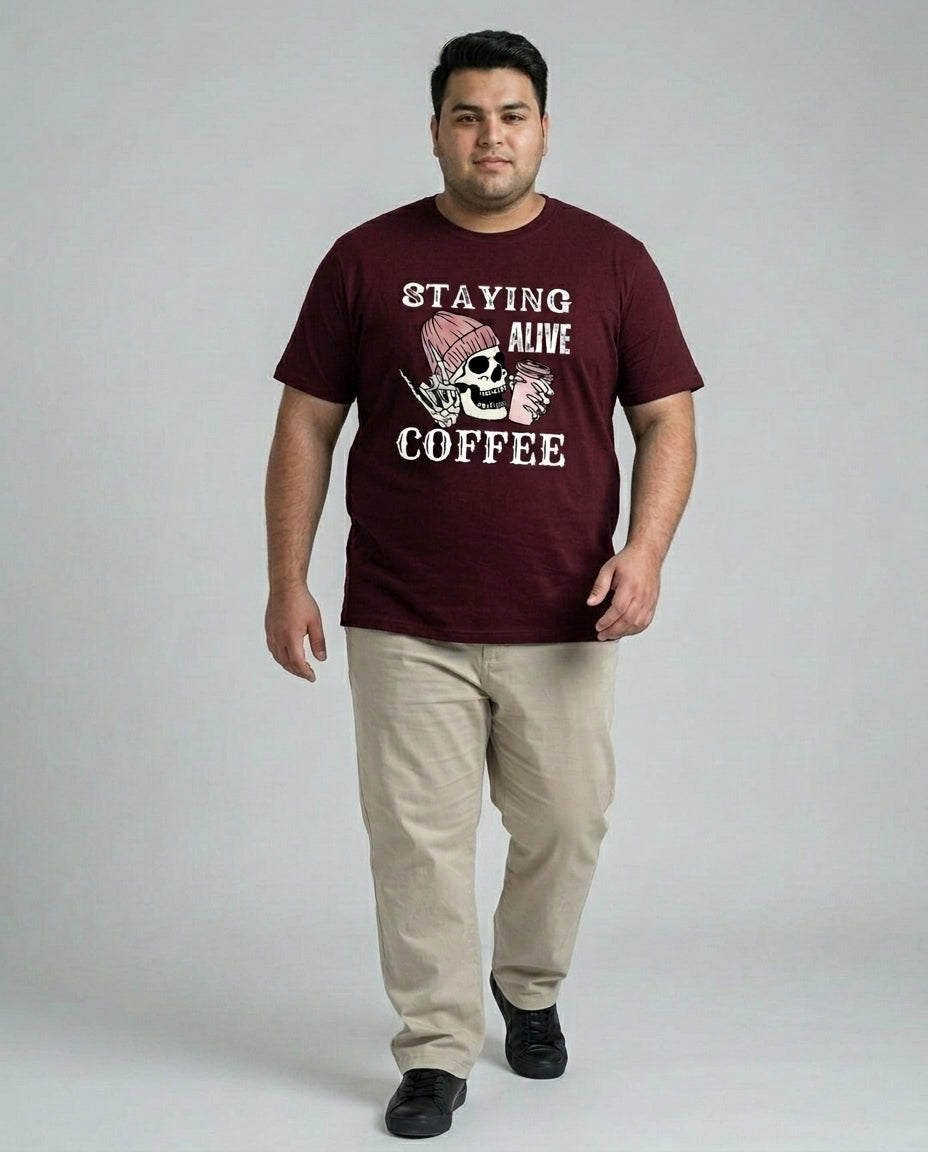 Staying Alive Coffee Plus Size Men Premium Tee