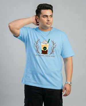 Life Happens, Coffee Helps Plus Size Men Premium Tee