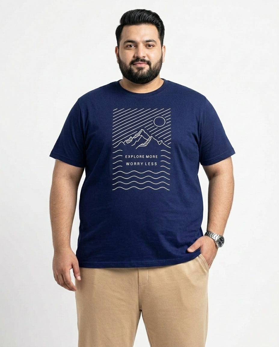 Explore More Worry Less Plus Size Men Premium Tee