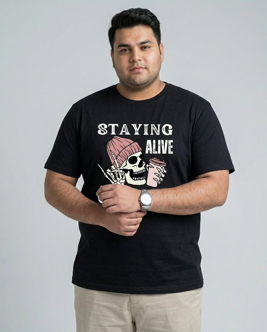 Staying Alive Coffee Plus Size Men Premium Tee