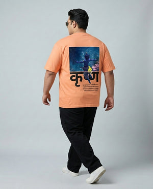 Krishna Back Print Plus Size Men Premium Tee