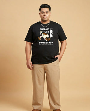 Support Local Coffee Shop Plus Size Men Premium Tee