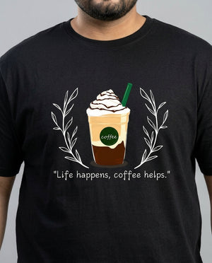Life Happens, Coffee Helps Plus Size Men Premium Tee