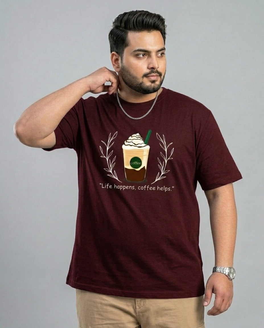 Life Happens, Coffee Helps Plus Size Men Premium Tee