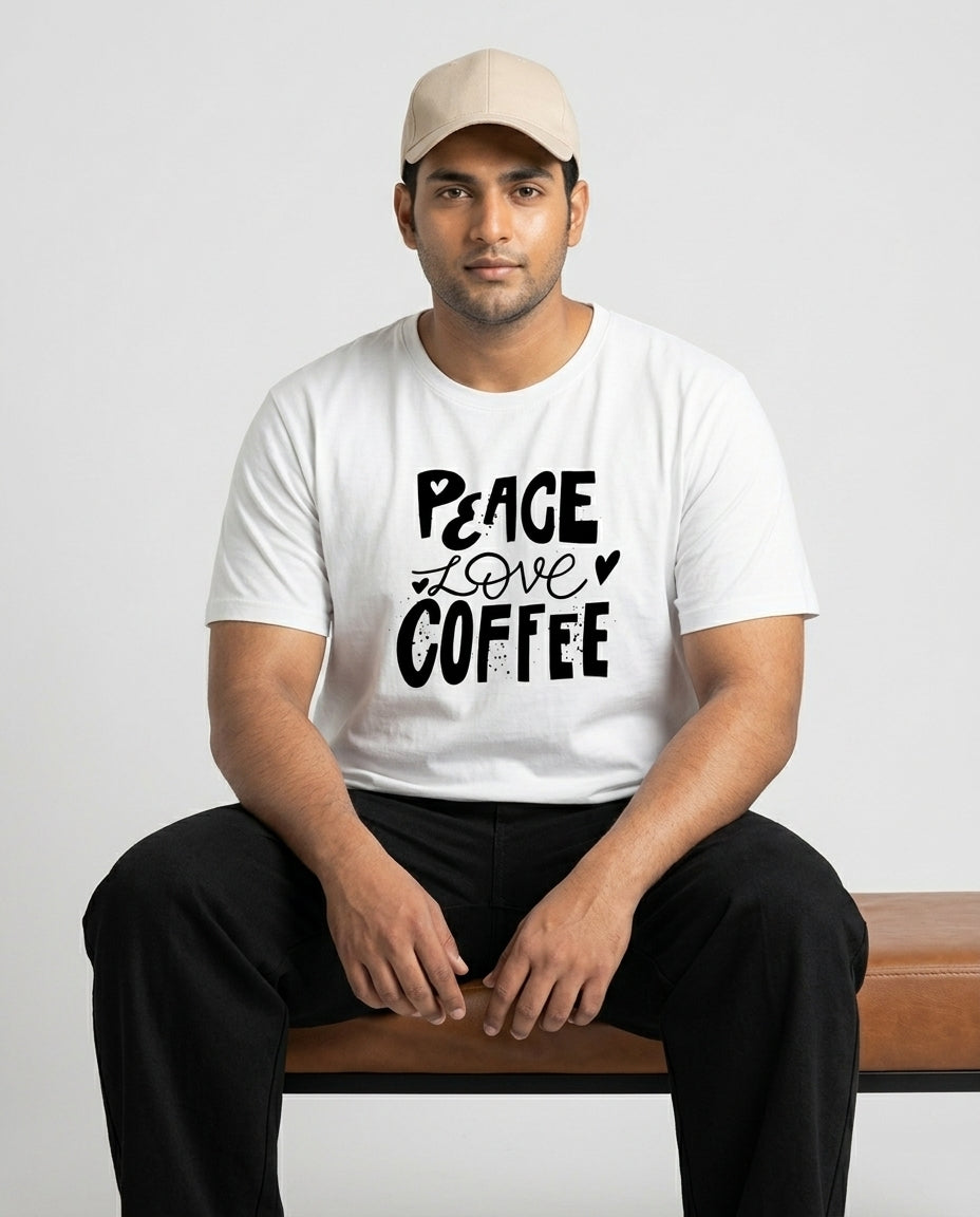 Peace Love Coffee Plus Size Men Premium Tee