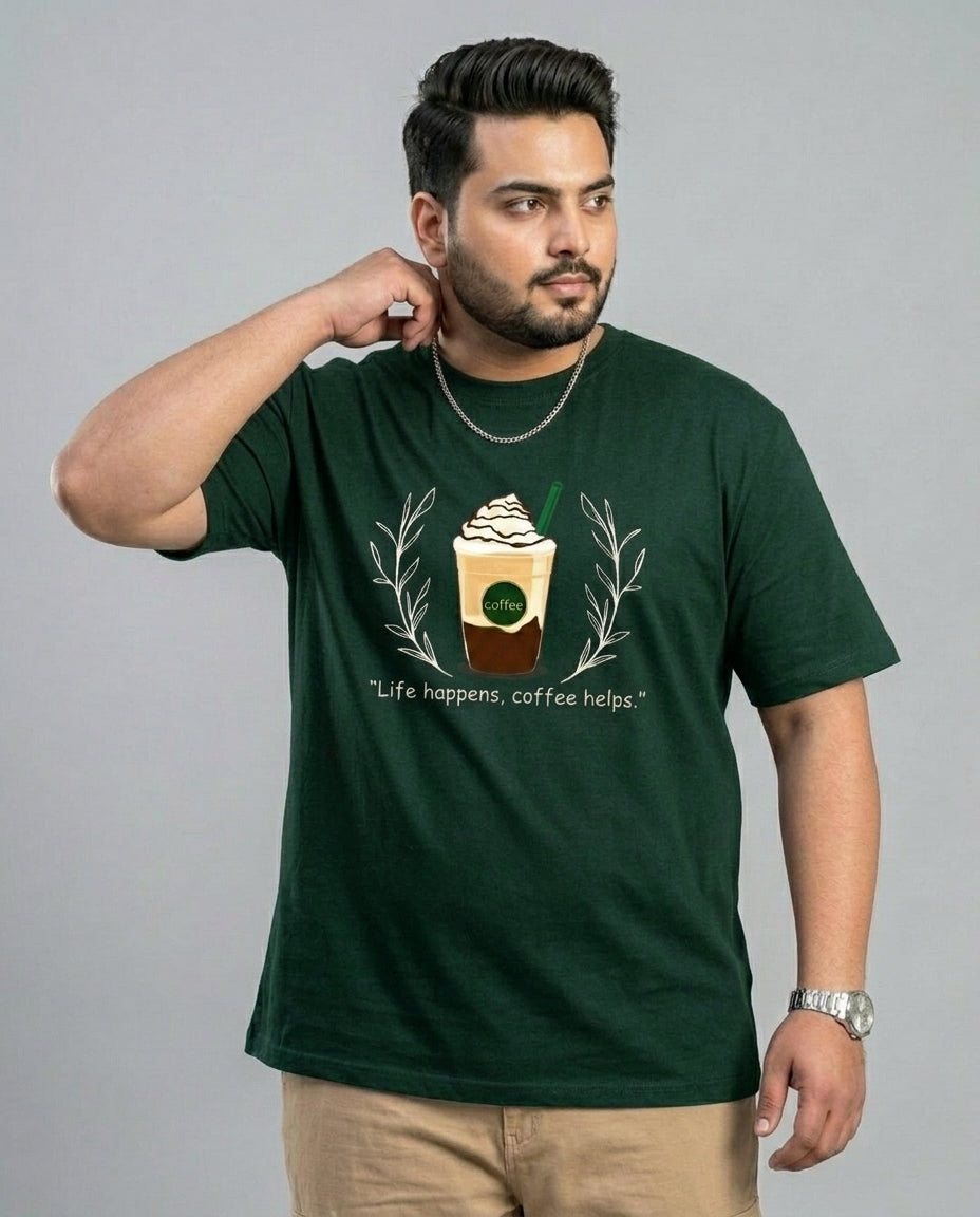 Life Happens, Coffee Helps Plus Size Men Premium Tee